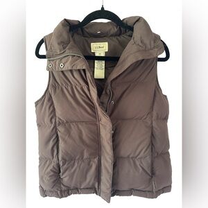 L.L.Bean Goose Down Puffer Vest Brown XS Lightweight Quilted